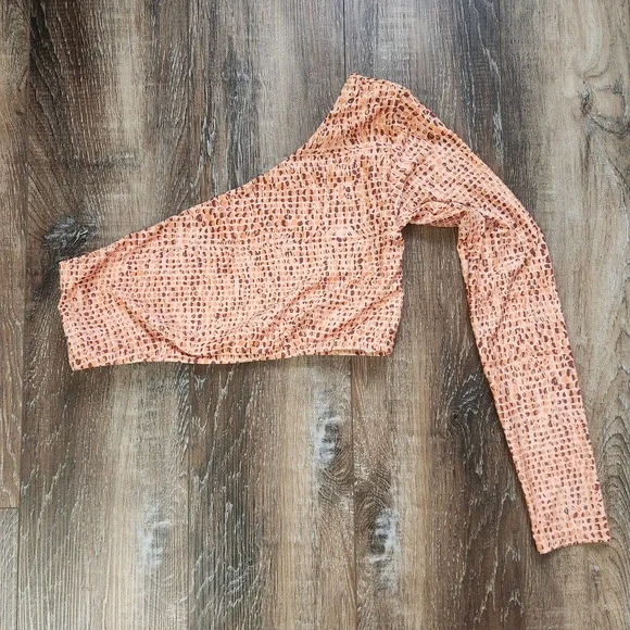 L*Space Cardi Rashguard Top in Wild Bunch Orange Size XL One Sleeve - Picture 2 of 5